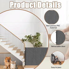 Retractable Pet Gates Retractable Door Barrier for Pets with Two Hooks and Three