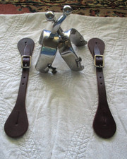 3" WIDE PARTRADE WESTERN SPURS W/ 3" BALL SHANK AND NEW LEATHER STRAPS