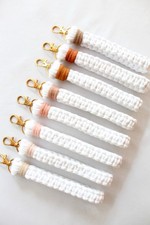 Mini Macrame Wristlet  Mini Square Knot Wristlet  Boho Keychain  Accessories