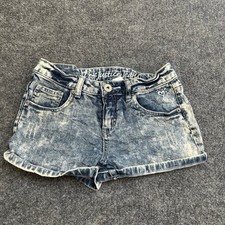 Justice Denim Shorts Girls Size 14R Blue Acid Wash Simply Low Sequin Cuffed Jean