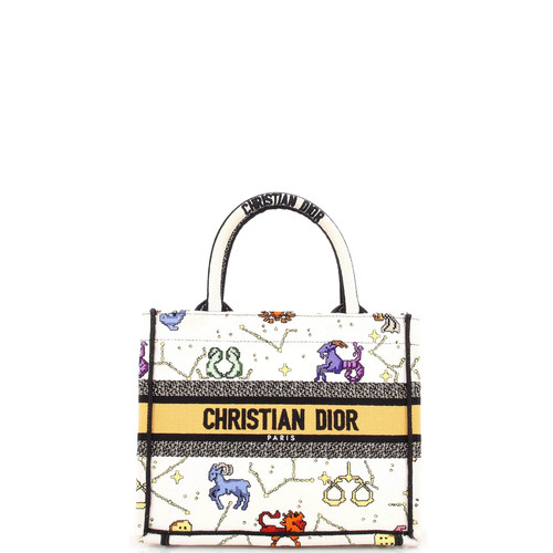 Christian Dior Book Tote Zodiac Embroidered Canvas Small