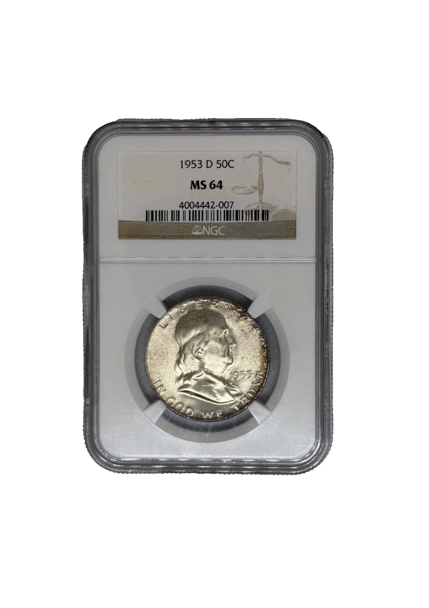 Silver 1953 Grade MS 64 Franklin Half Dollars (1948-1963) for sale