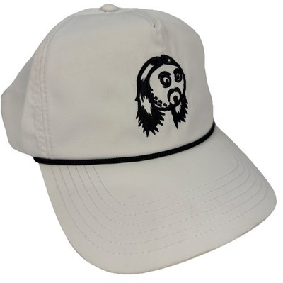 Malbon Golf Steve Aoki Rope Hat White 5 Panel Nylon Snapback w/ Black Embroidery