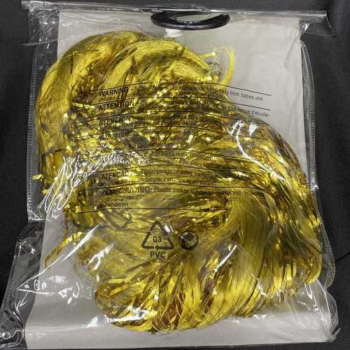 Long Gold Tinsel Wig color line Forum Novelties female lady costume hair flash - Picture 4 of 4