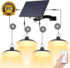 Solar Pendant Lights Outdoor IP65 Waterproof  4 Heads Solar Powered Shed