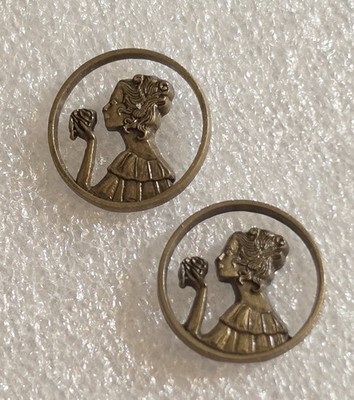 Vintage Victorian Revival Cameo style Women Smelling Flowers Scatter Pin Set