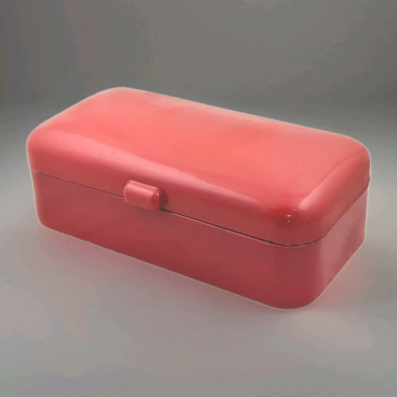 Vintage Enamel BREAD BOX DUTCH Enamelware Storage Bin Large RED Container Chest