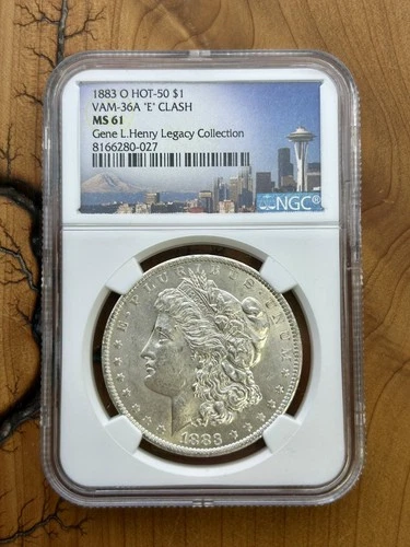 1883-O Vam-36A E Clash Morgan Silver Dollar NGC MS 61 BU $1 Coin Gene Henry