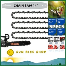 14-Inch Chainsaw Guide Bar + 3 Chains - Easy Install & Safe Cutting