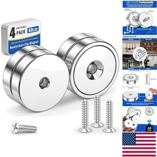 Durable 4 Pack Neodymium Cup Magnets - 60LBS Pull Force for Home  Garage