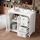 36'' Bathroom Vanity w/ Ceramic Sink, Freestanding Bath Vanity Cabinet,3 Drawers