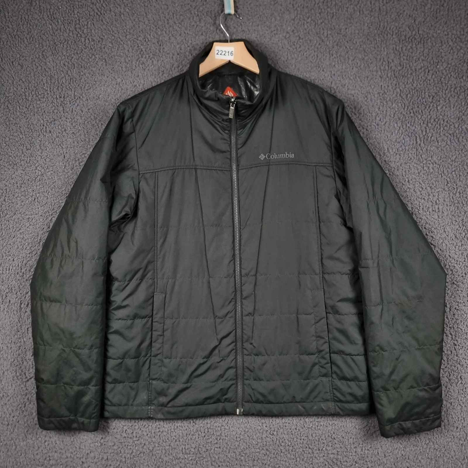 COLUMBIA Jacket Mens M Medium Dark Green Omni Heat Puffer Insulated Interchange
