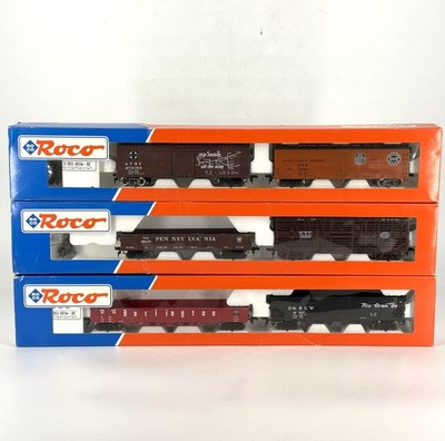 ROCO HO Scale Freight Car Lot Set of 6: AT&SF UP PFE PRR NYC D&RGW CB&Q NIB