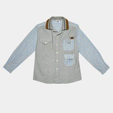 Camicia DG Junior grigio blu cotone con bottoni davanti 10 anni