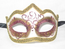 PINK GOLD GLITTER VENETIAN MASQUERADE MASK MARDI GRAS WEDDING CARNIVAL MASKS