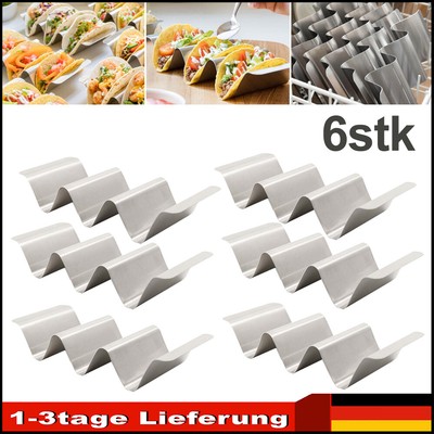 6 Stück Taco-Halter für mexikanisches Essen, Wellenform, Edelstahl, Ständer