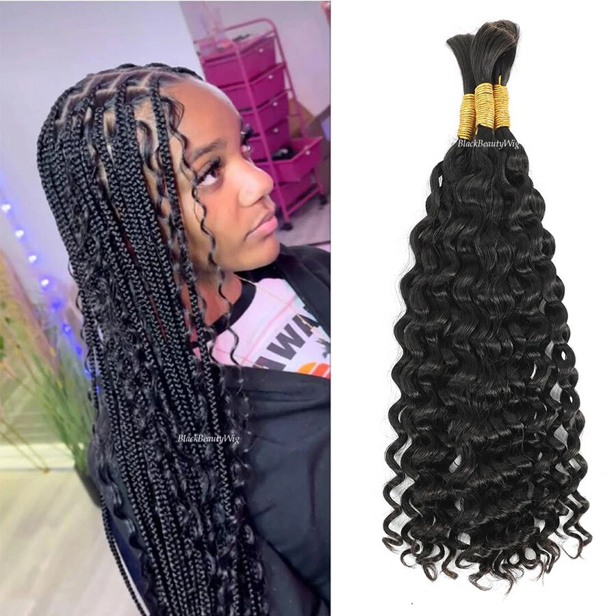 Micro Braids Human Hair Bulk Deep Wave Peruvian Braiding Hair No