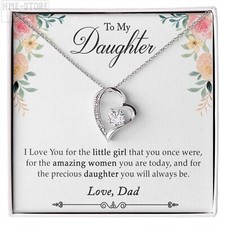Gift for Daughter Necklace From Dad Forever Love You Father Daughter Little Girl