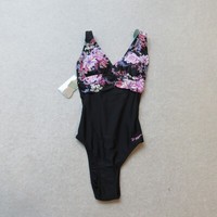 Zoggs Artisan Swimsuit Womens UK 10 Black Holiday QuickDry Crossback EU 38 NWT