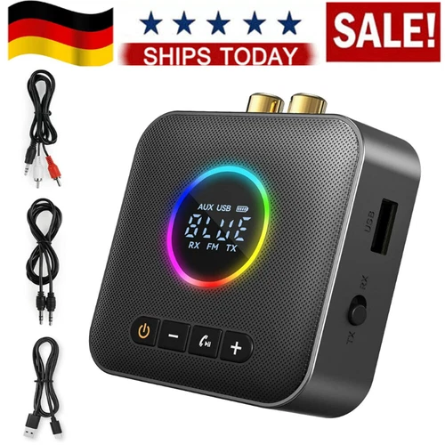 M10 RGB-Farblicht Bluetooth 5.4 Audio-Empfänger-Übertrager, FM, USB, 3.5MM AUX