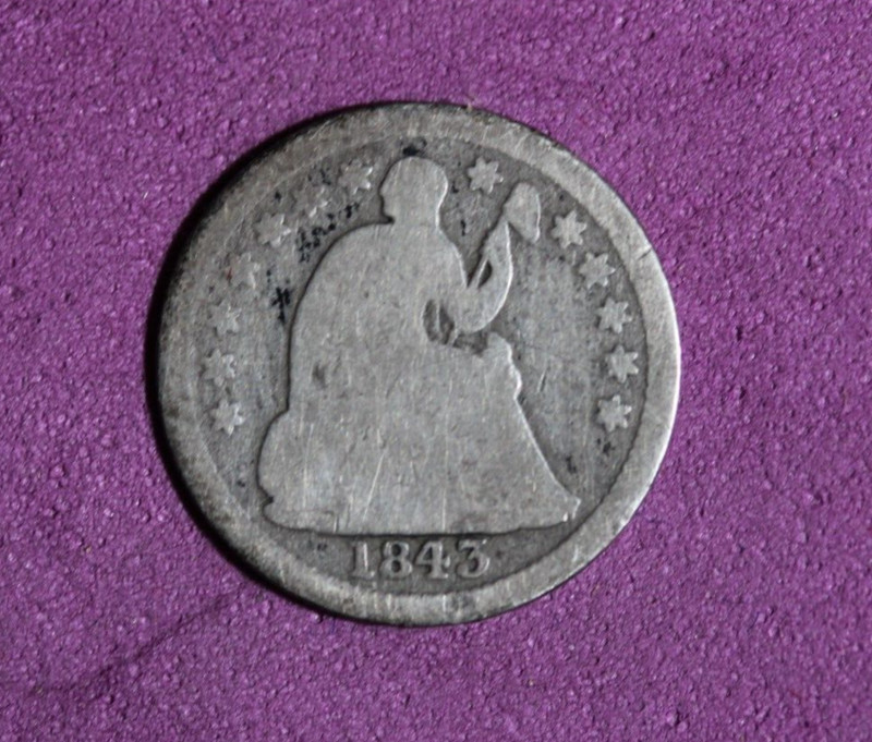 1843- silver SEATED LIBERTY Half Dime #P20152