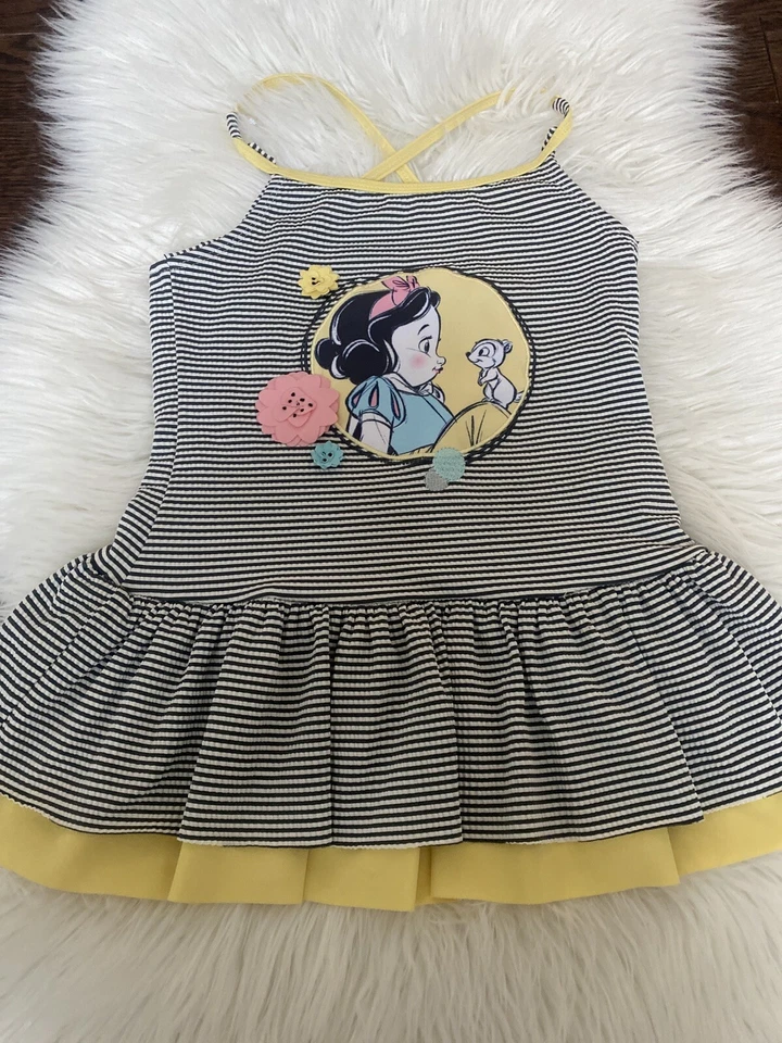 Top de Natación Disney Animators Collection Niñas 9/10 Blancanieves Amarillo Seersucker Difícil de Encontrar Foto 2 de 4
