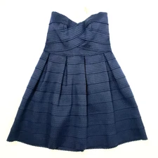 Sans Souci Size M Navy Blue Strapless Bandage dress Sweetheart Fit Flare