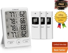 Indoor Outdoor Thermometer Wireless with 3 Remote Sensors Digital Hygrometer