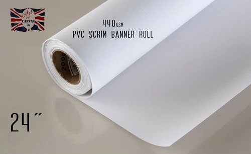 24" x 18m PVC Scrim Banner Roll (Inkjet) 440gsm (Matte), Water Resistant, 