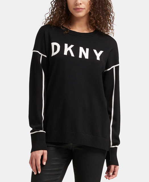 DKNY Sweater Pullover Logo Crew Neck 