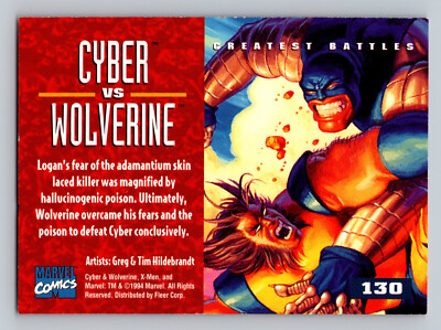 1995 Fleer Ultra X-Men #130 Cyber Vs Wolverine Marvel Comic
