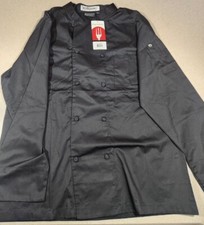New ChefWorks Montreal Cool Vent Chef Coat JLCV Unisex Large L Black Long Sleeve