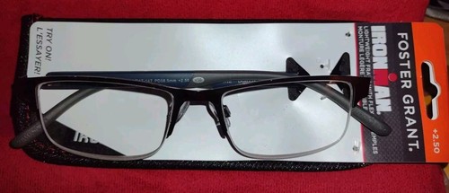 New Foster Grant Int. Ironman IronFlex Lesebrille mit Etui IM1001 Gun Metal
