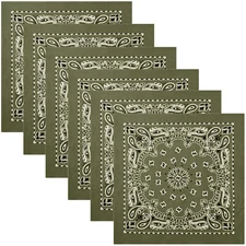 Olive Drab Trainmen Paisley Bandana 6-Pack Extra Large Head & Face Wrap 27"x27"