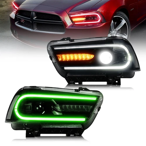 2Sets VLAND RGB LED Headlights+Clear LED Taillights For Dodge Charger 2011-2014 - Picture 10 of 12