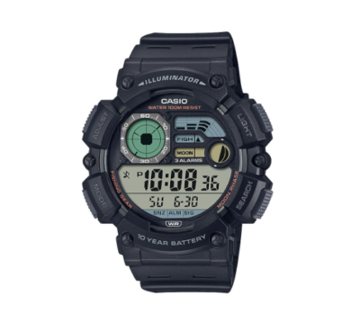 Casio Illuminator LED Light Dual-Time Moon Phase Black Watch WS