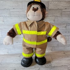 Build a bear fireman outfit Brown Monkey Hat Boots Uniform Reflective 18" BAB