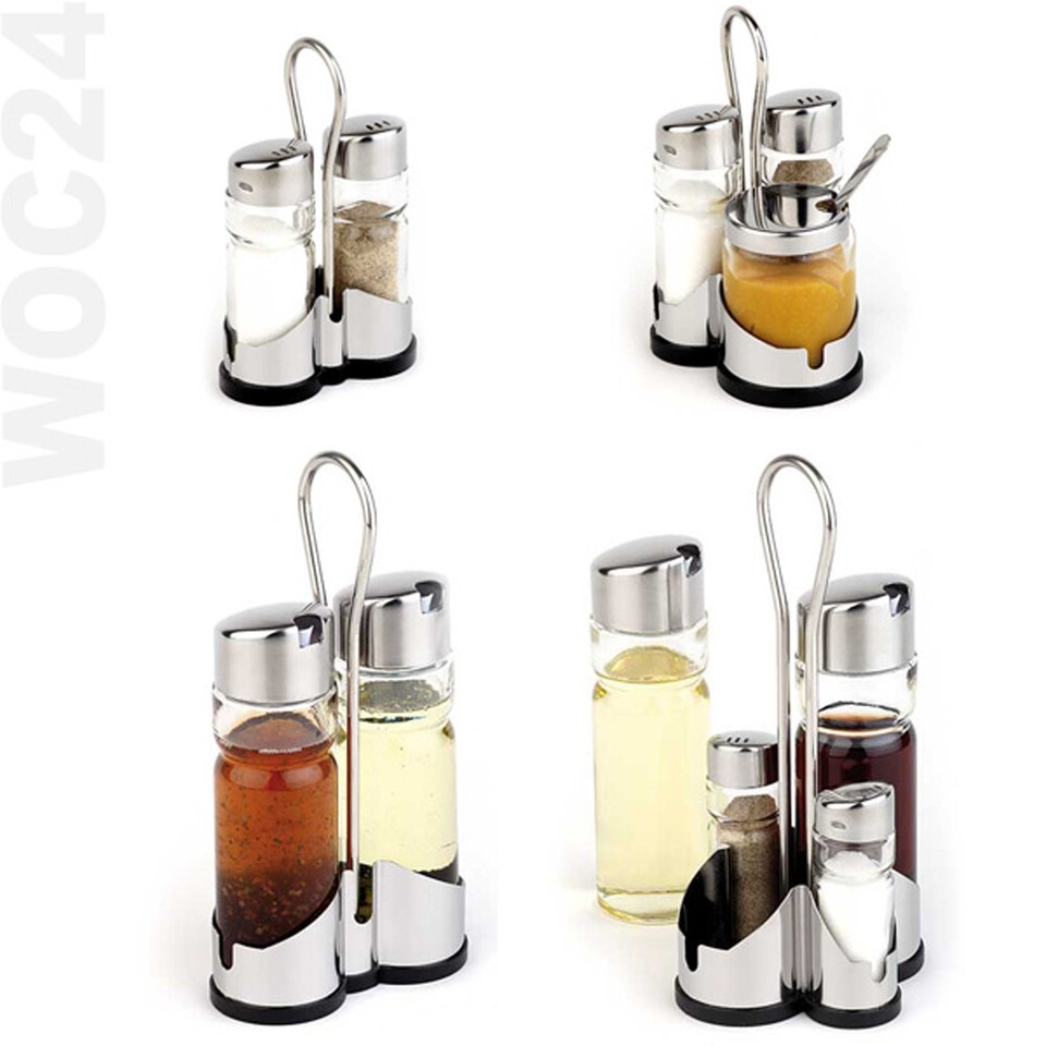Menage Set Salzstreuer Pfefferstreuer Salz Pfeffer Streuer Essig Öl Flasche Senf