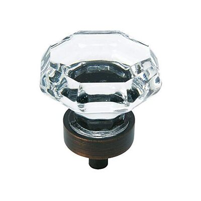 Cosmas 5268ORB-C Oil Rubbed Bronze Cabinet Hardware Knob with Clear Glass - 1...