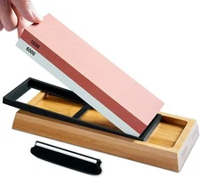 Premium Knife Sharpening Stone Set 1000/6000 2 Side Whetstone Holder Bamboo Base