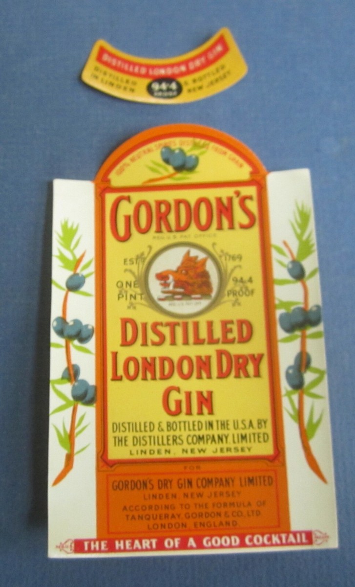 Gordon's Dry Gin 1957年輸入品　レア品？ 裏ラベル逆さ張り！ Gordon's Dry Gin 1957年輸入品 レア品？ 裏ラベル逆さ張り