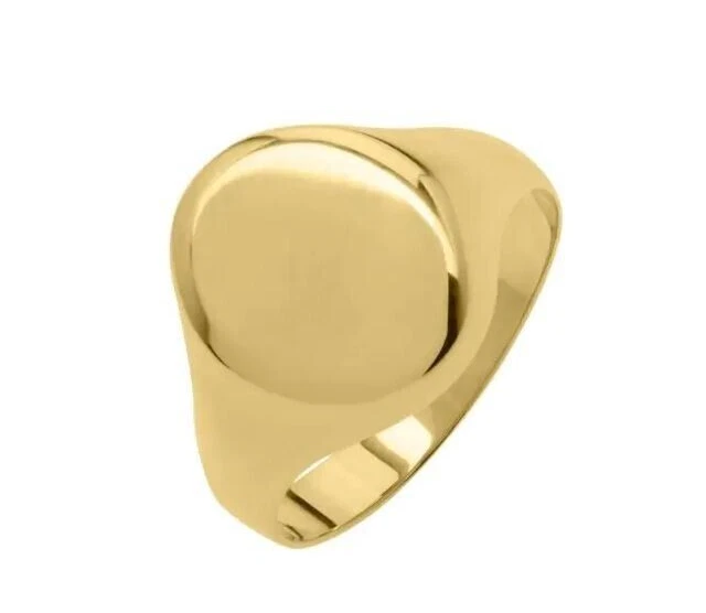 10k Yellow Gold Oval Signet (13MM x 11MM) Ring - Size 7