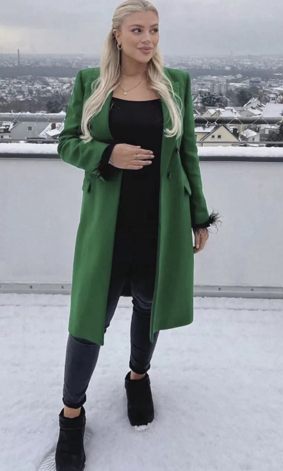 ALTRA CAPPOTTO MASCHILE MISTO LANA ZARA VERDE MUSCHIO NUOVO FW23 Taglia S RIF. 8698 744