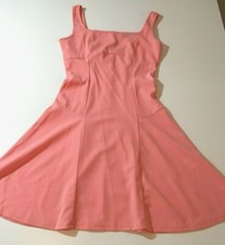 SHEIN Pink Sleeveless Fit & Flare Dress Stretch Zipper Square Neck Women Size XS