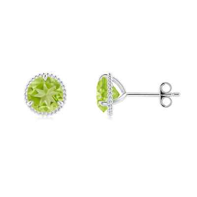 ANGARA Natural Peridot Martini Stud Earrings in Sterling Silver for Women (6mm)