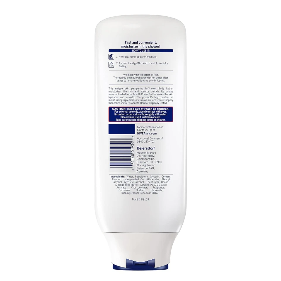 NIVEA Loción de Manteca de Cacao en Ducha, Loción Corporal para Piel Seca, 13.5 Fl OZ Paquete-3 Foto 3 de 4