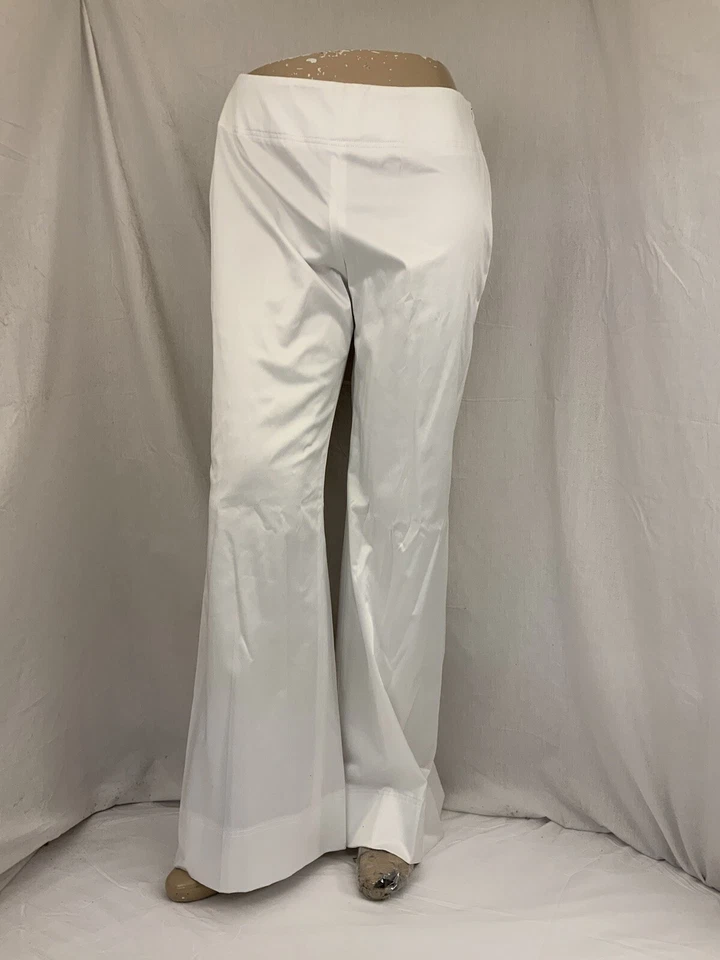 Pantalones Donna Degnan Talla 12 Blanco Poli Algodón Elástico EE. UU. NUEVOS CON ETIQUETAS $180 YGI P1-593 Foto 2 de 4