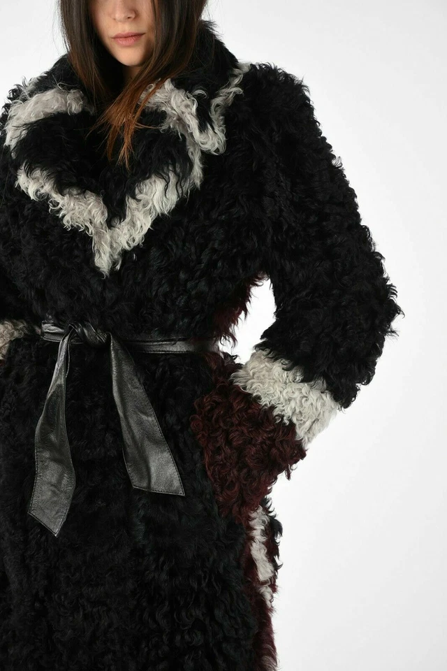 Новый DROMe двусторонний синий белый красный стриженный мех овчины меха пальто S Италии новый с Ярлыками - Изображение 4 из 4