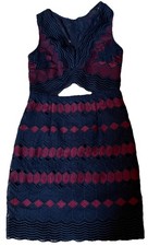 GB Hoco/Prom/Cocktail/Evening Dress Navy Maroon Embroidered  Small