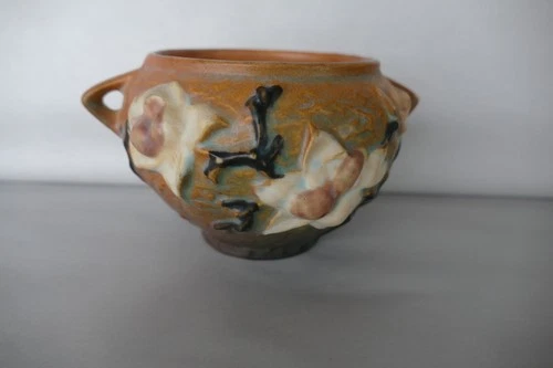 Antique Roseville art pottery Magnolia brown vase 665 - 3